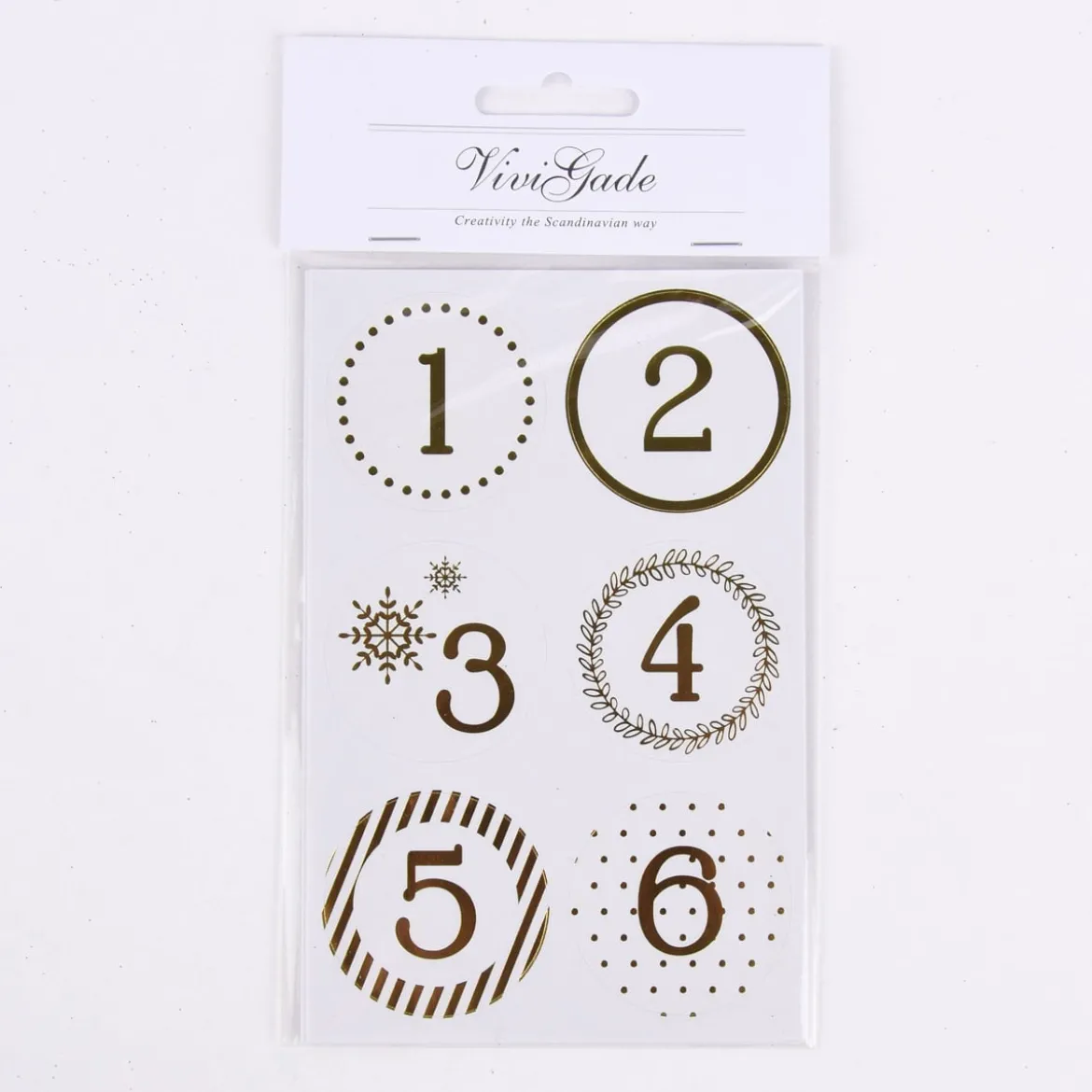 Creativ Company Sticker Zahlen 24 Stück Rund weiß goldfarbig verschiedene Designs