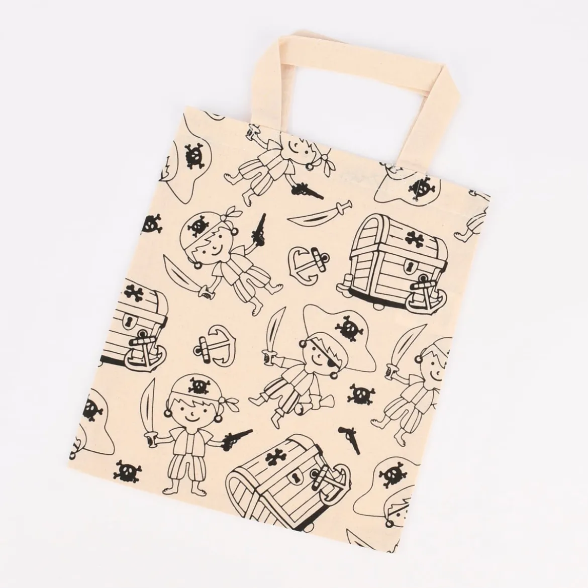 Creativ Company Stoffbeutel zum Bemalen Baumwolle Piraten natur schwarz 31x27cm