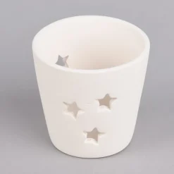 Creativ Company Teelichthalter mit ausgestanzten Sternen Terrakotta weiß 7x6,5cm