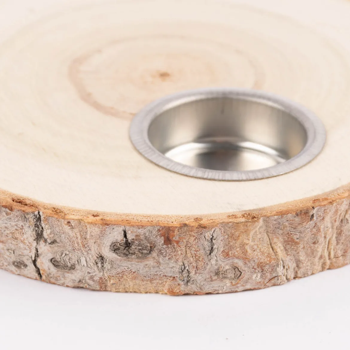 Creativ Company Teelichthalter Holzscheibe rund naturbelassen 15,5x2cm