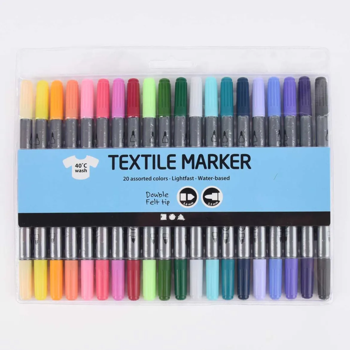 Creativ Company Textilmalstifte Set 20 Stück verschiedenfarbig zusätzliche Farben