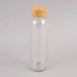 Creativ Company Trinkflasche Glas mit Bambusdeckel farblos 500ml