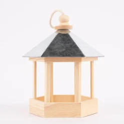 Creativ Company Vogelfutterhaus mit Zinkdach Kiefernholz natur silberfarbig 22x16,5x18cm