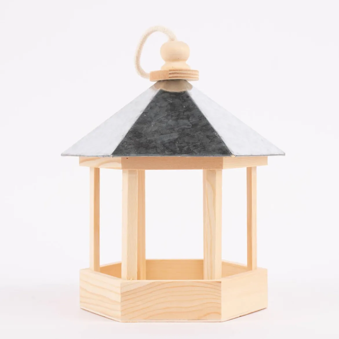Creativ Company Vogelfutterhaus mit Zinkdach Kiefernholz natur silberfarbig 22x16,5x18cm