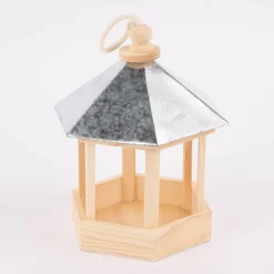 Creativ Company Vogelfutterhaus mit Zinkdach Kiefernholz natur silberfarbig 22x16,5x18cm