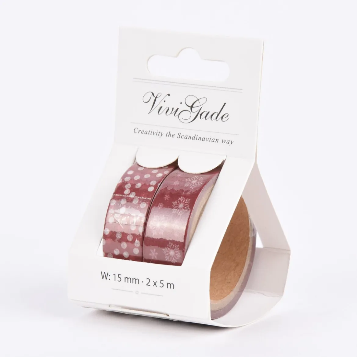 Creativ Company Washi Tape 2 Rollen Eiskristalle und Punkte rot weiß 15mmx4m