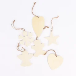 Creativ Company Weihnachtshänger mit Kordel verschiedene Modelle Holz natur 9-11cm