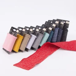 Cuff Bündchen Fertigbündchen Glitzer ocker gelb silberfarbig 7x110cm