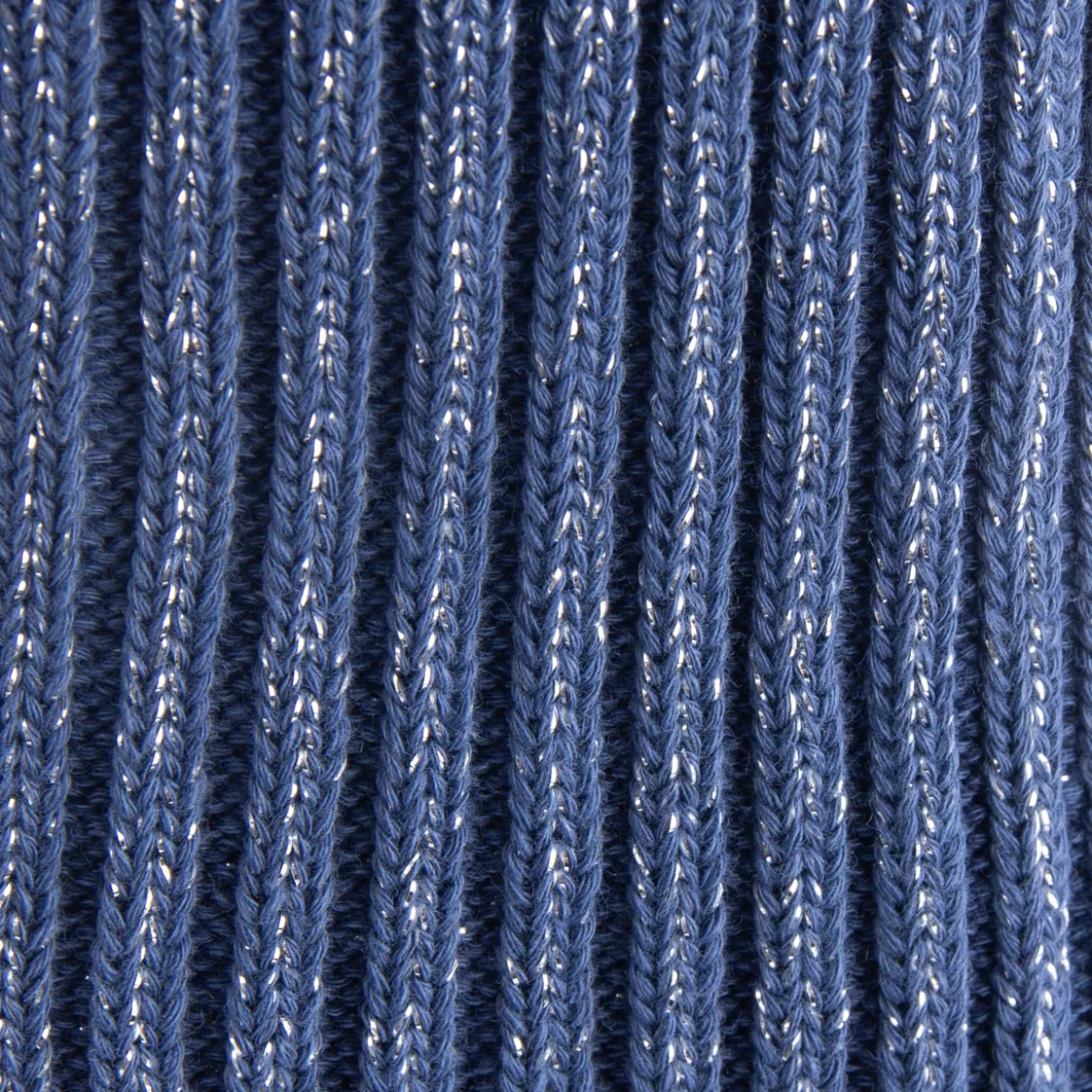 Cuff Bündchen Fertigbündchen Grobstrick Glitzer einfarbig jeansblau 7x110cm