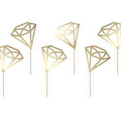 Cupcake Stecker Diamantenform 6 Stück goldfarbig 9,5cm