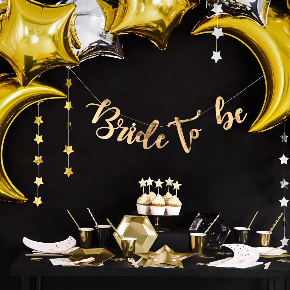Cupcake Stecker Holzpicker Sterne 6 Stück goldfarbig