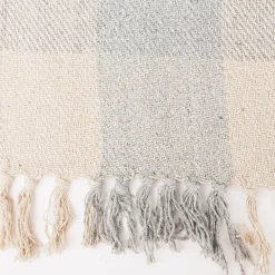 Decke Black Gingham Karos Fransen grau beige von Sass & Belle 150x125cm