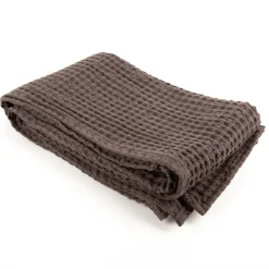 Decke Plaid mit Waffelstruktur aus Baumwolle anthrazit 160x130cm