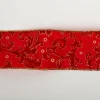Dekoband Arabesque mit Velour und Metalldraht rot gold 6,4cm Breite