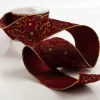 Dekoband Arabesque mit Velour und Metalldraht lila gold 6,4cm Breite