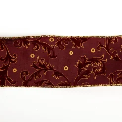 Dekoband Arabesque mit Velour und Metalldraht lila gold 6,4cm Breite