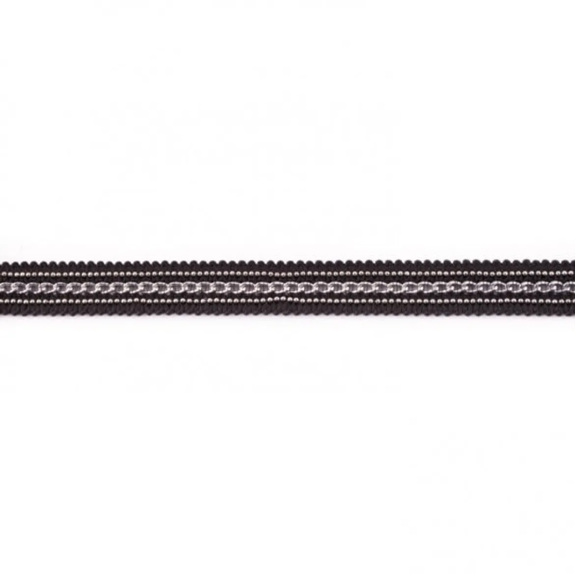 Dekoband schwarz mit silber Kette Meterware Breite: 1,7cm