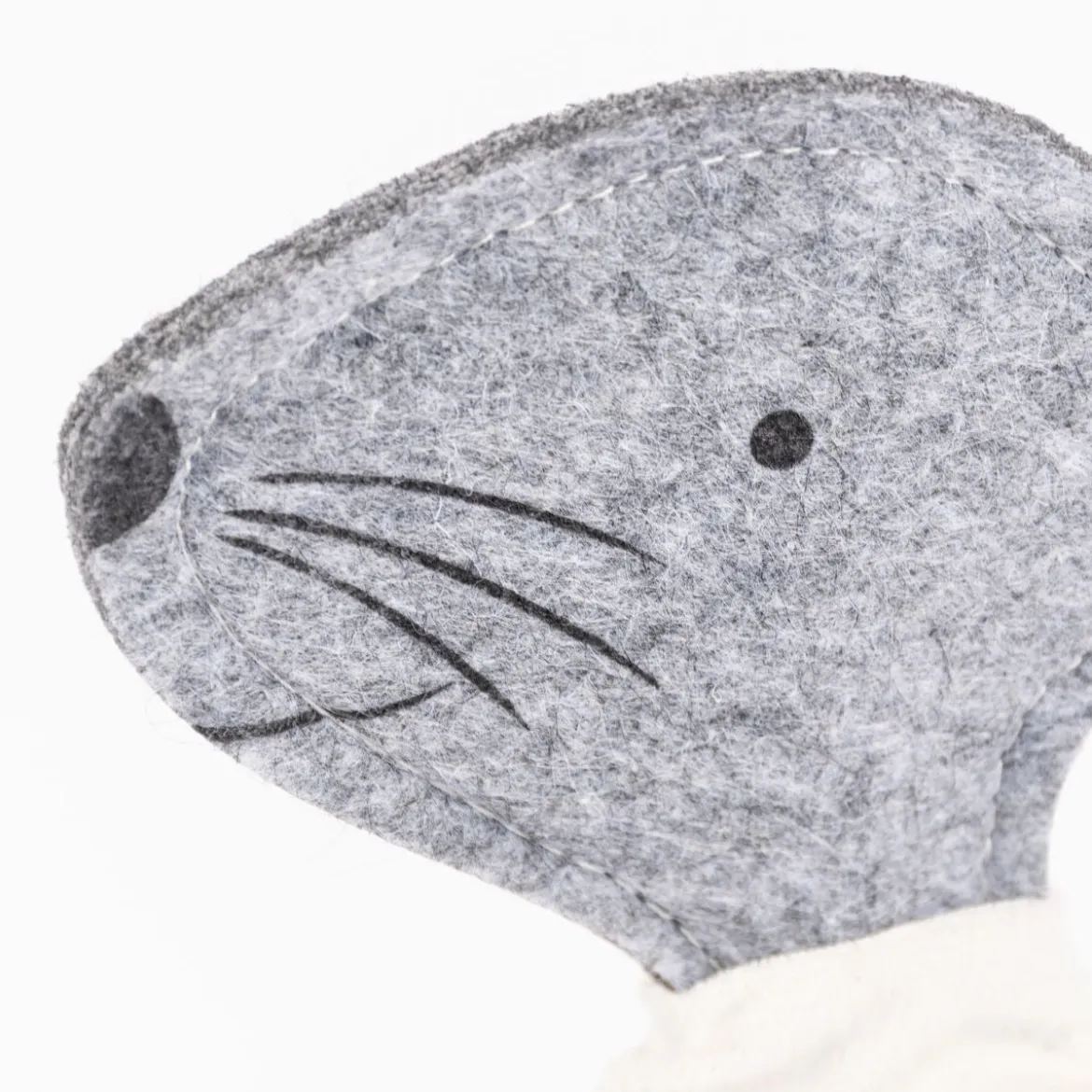 Dekofigur Hase aus Filz auf Holzfuß grau natur 17x5x33cm