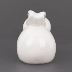 Dekofigur Hase hockend aus Porzellan weiß 6x4x5cm von Rico Design