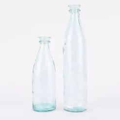 Deko Flasche mit doppeltem Rand Glas farblos verschiedene Größen
