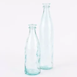 Deko Flasche mit doppeltem Rand Glas farblos verschiedene Größen