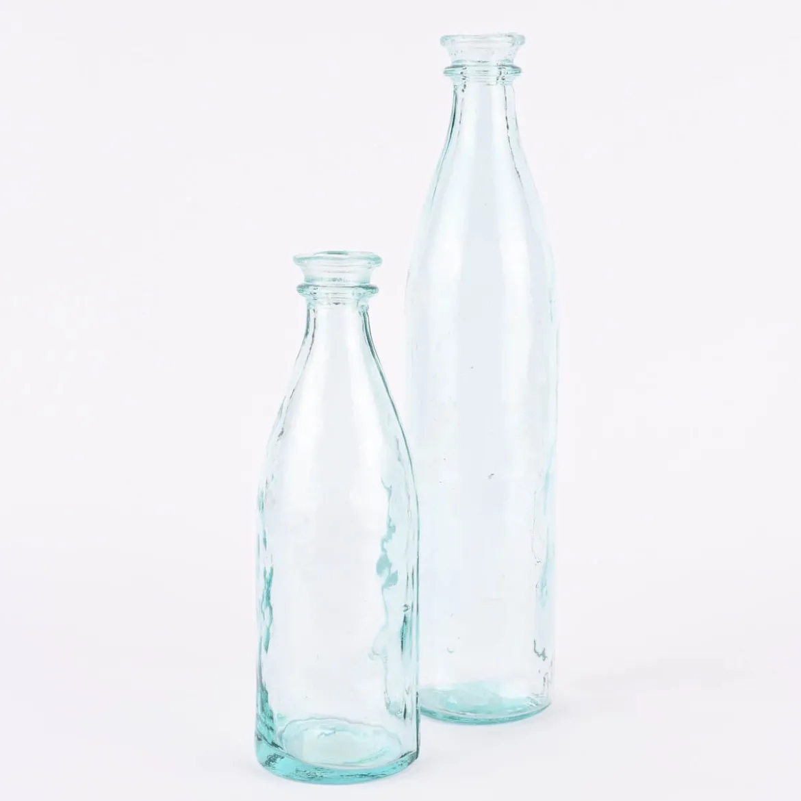 Deko Flasche mit doppeltem Rand Glas farblos verschiedene Größen