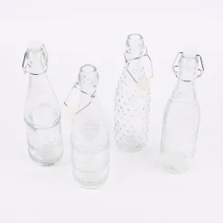 Deko Flasche mit Drahtbügelverschluss Glas verschiedene Muster 7x27cm