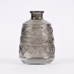 Dekoflasche mit Musterprägung geometrisch Glas verschiedene Farben 7,5x11cm