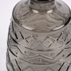 Dekoflasche mit Musterprägung geometrisch Glas verschiedene Farben 7,5x11cm