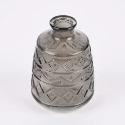 Dekoflasche mit Musterprägung geometrisch Glas verschiedene Farben 7,5x11cm