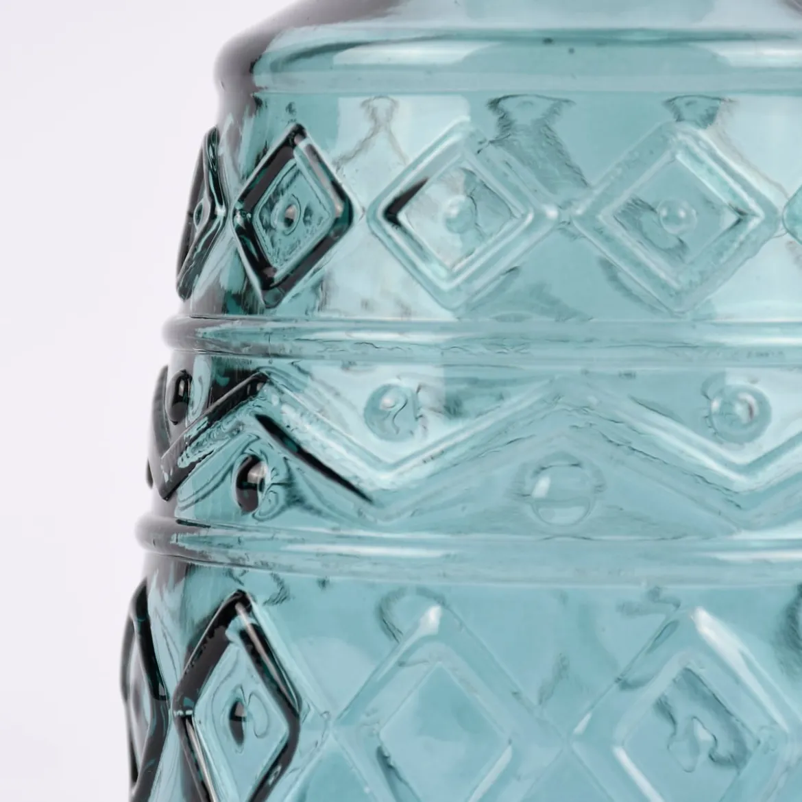 Dekoflasche mit Musterprägung geometrisch Glas verschiedene Farben 10,5x15cm