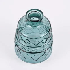 Dekoflasche mit Musterprägung geometrisch Glas verschiedene Farben 10,5x15cm
