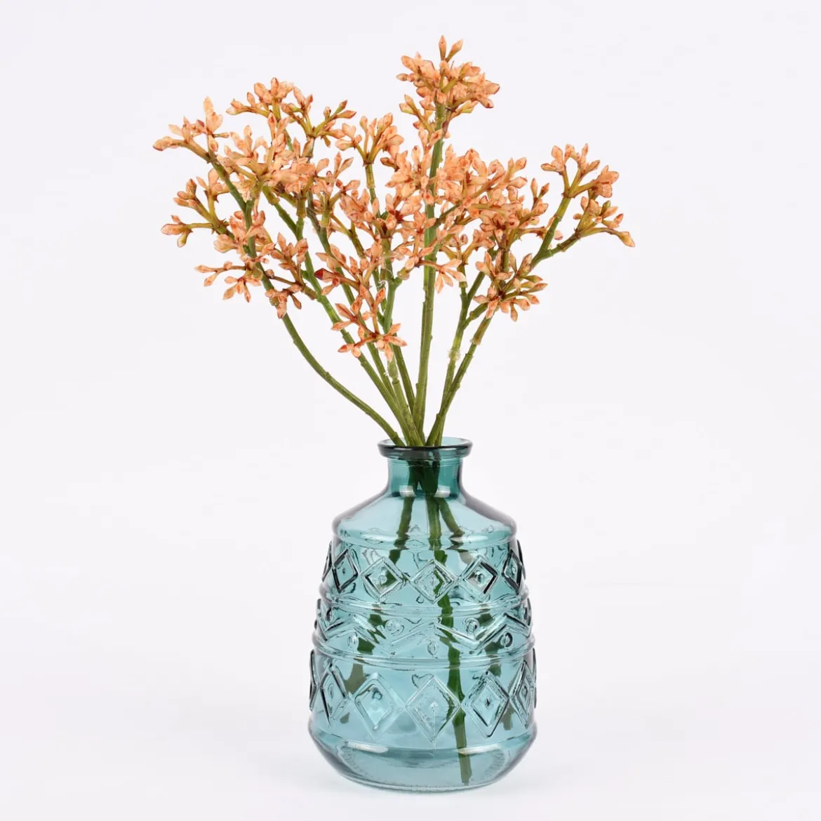 Dekoflasche mit Musterprägung geometrisch Glas verschiedene Farben 10,5x15cm