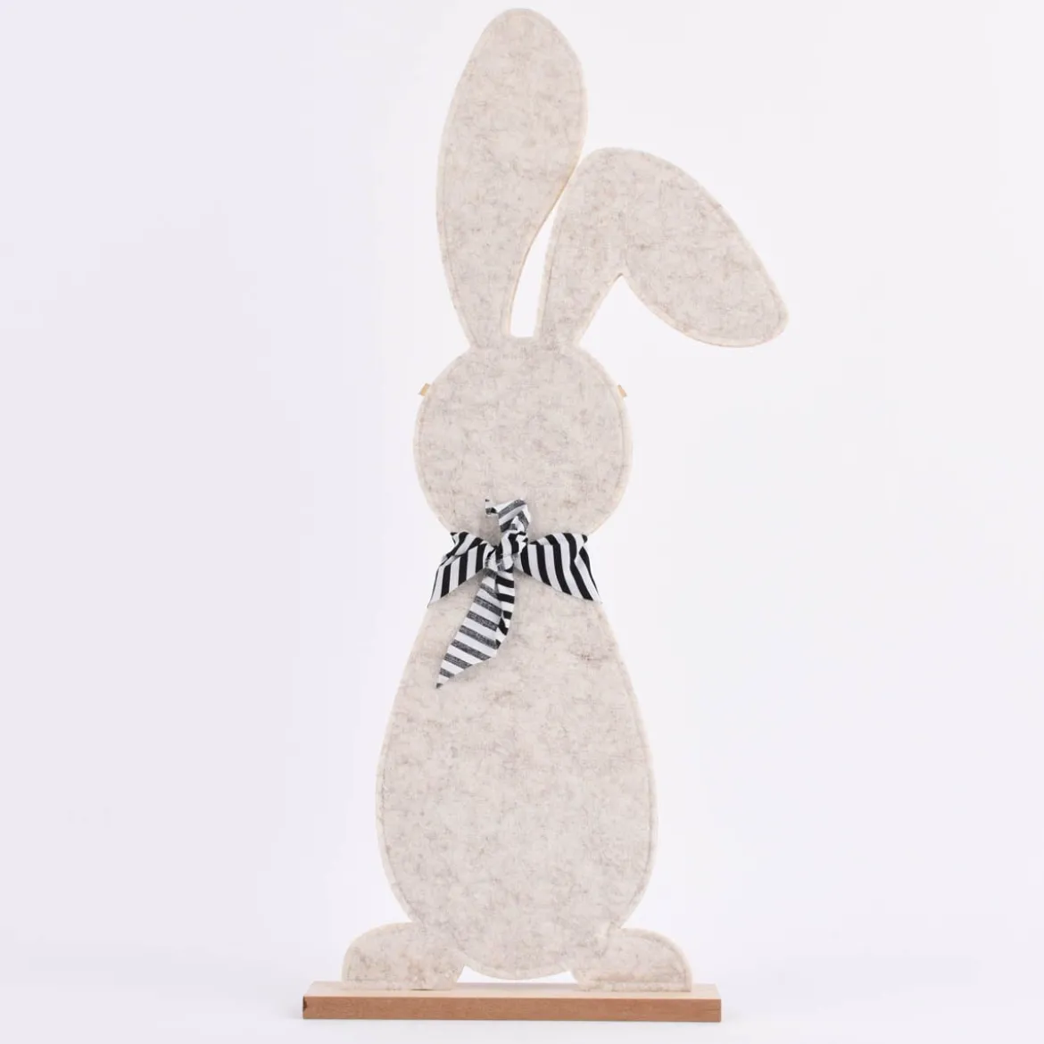 Deko Hase mit Brille und Halstuch Filz Holz natur schwarz weiß mit oder ohne Knickohr 23x58x5cm