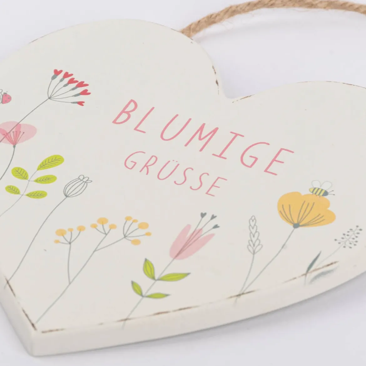 Dekohänger Herz mit Blumen und blumiger Aufschrift verschiedene Designs 15x15cm
