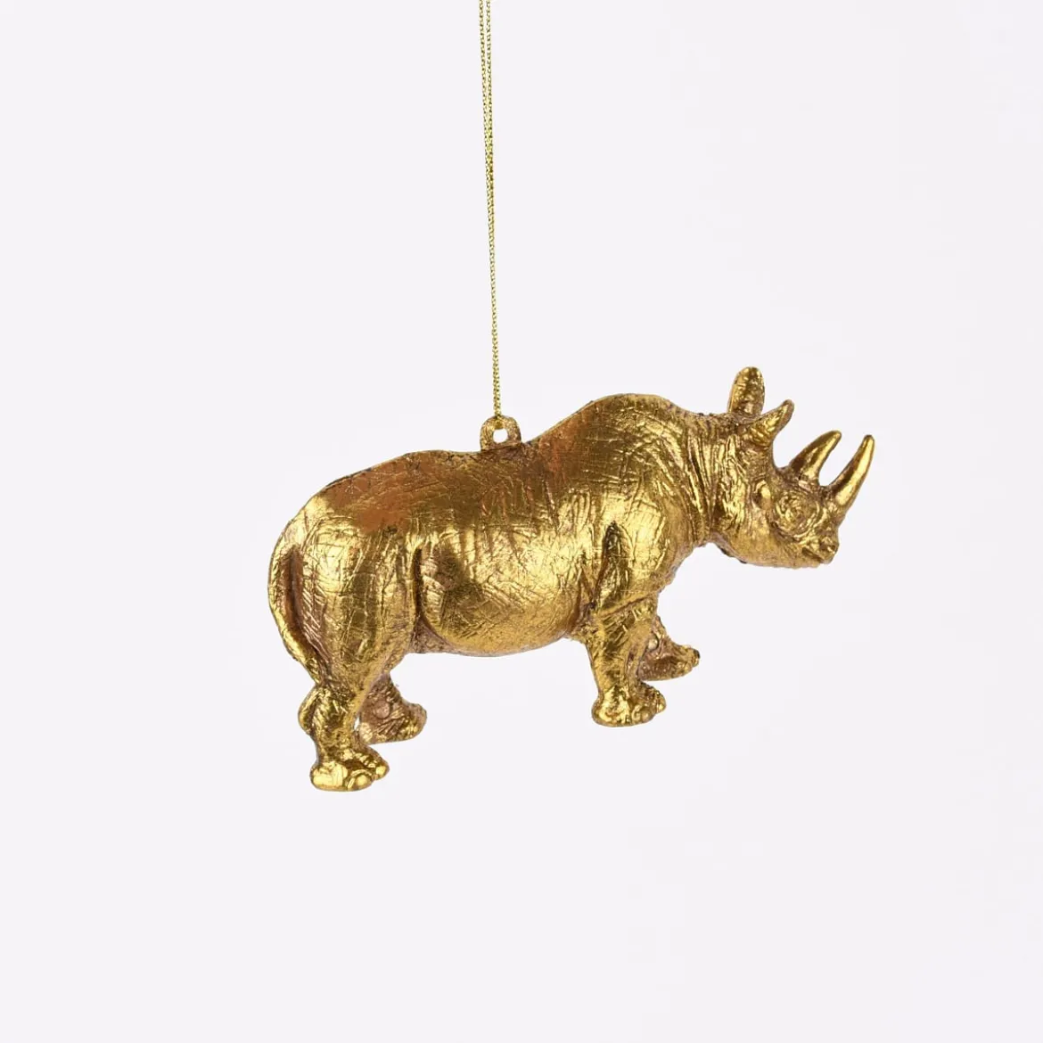 Dekohänger Rhinozeros Kunststoff goldfarbig 12,5x3,5x6,5cm
