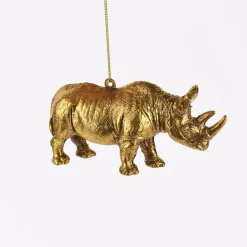 Dekohänger Rhinozeros Kunststoff goldfarbig 12,5x3,5x6,5cm