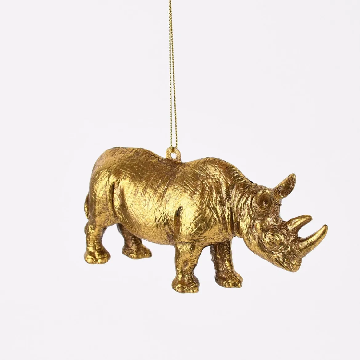 Dekohänger Rhinozeros Kunststoff goldfarbig 12,5x3,5x6,5cm