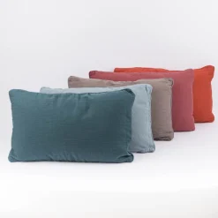 Deko Kissen aus Musselin Baumwolle mit Kederumrandung uni verschiedene Farben 45x45cm o. 30x50cm