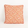Dekokissen Blätter Leinenstruktur mit Kederumrandung weiß orange 40x40cm