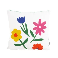 Dekokissen Blumen weiß bunt grün 45x45cm