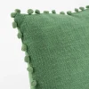 Deko Kissen einfarbig strukturiert mit Pompons altgrün 30x50cm