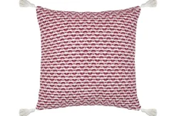 Dekokissen grafisches Webmuster fuchsia weiß mit Quasten 45x45cm