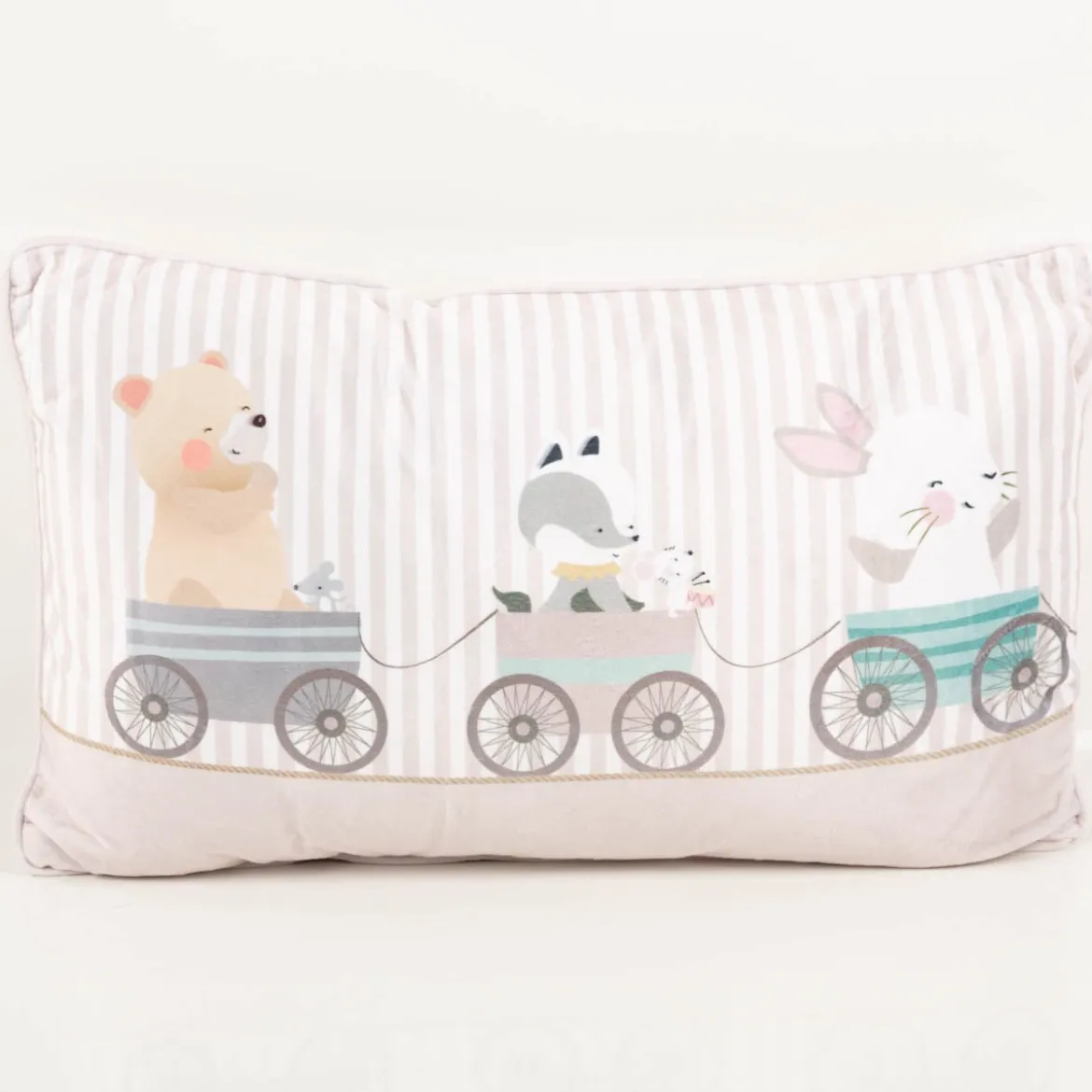 Dekokissen Kinderkissen Tierbabys Streifen beige pastell 30x50cm