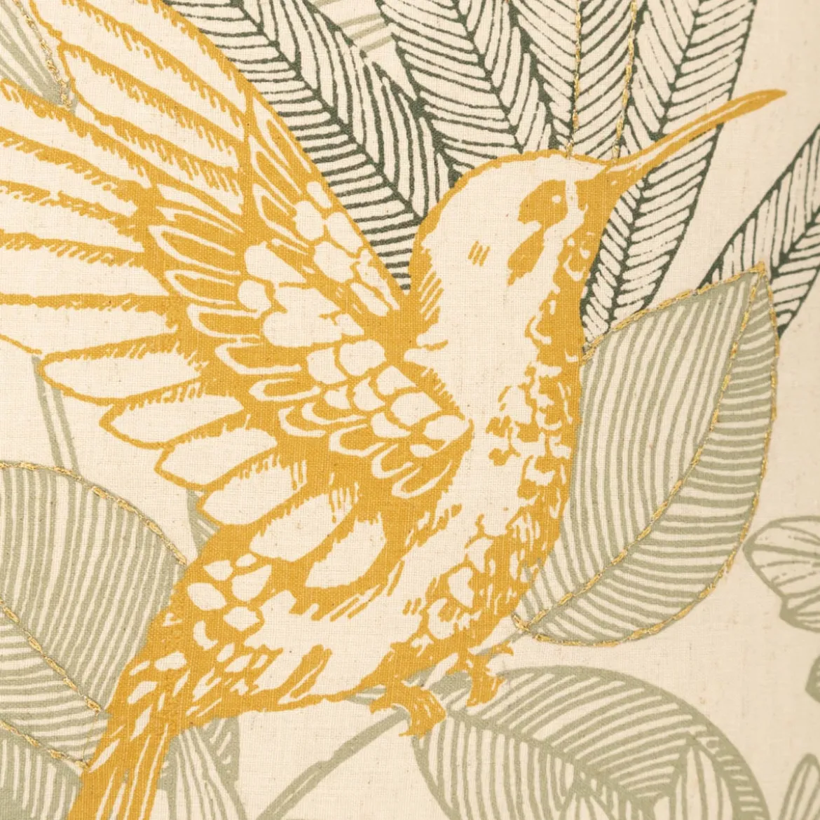 Dekokissen Kolibri Blätter grün gelb beige 40x40cm