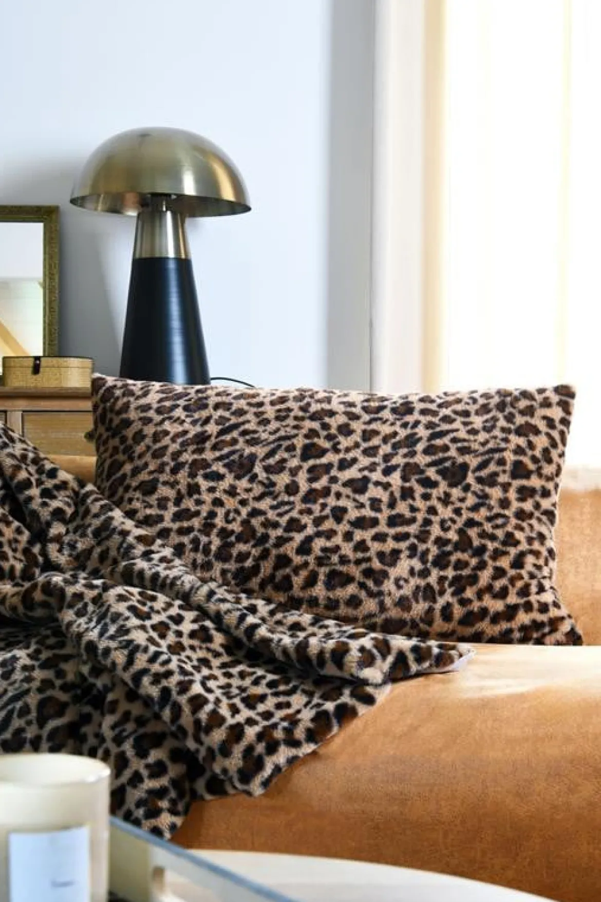 Dekokissen Kunstfell Leopardenmuster Fauves camel braun 50x80cm