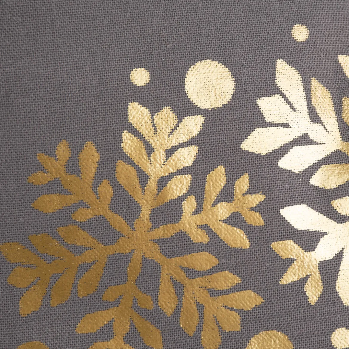 Deko Kissen mit Foliendruck Schneeflocken Kranz grau goldfarbig 40x40cm