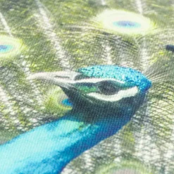 Dekokissen Pfau aus Baumwolle grün blau natur 45x45cm von Elbersdrucke