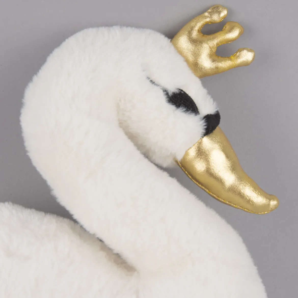 Deko Kissen Schwan mit Krone Plüsch weiß gold 34x35cm