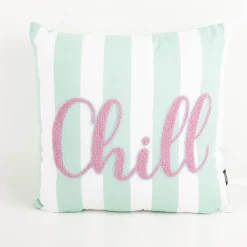 Dekokissen Streifen weiß mint Tuftung "Chill" lila 45x45cm